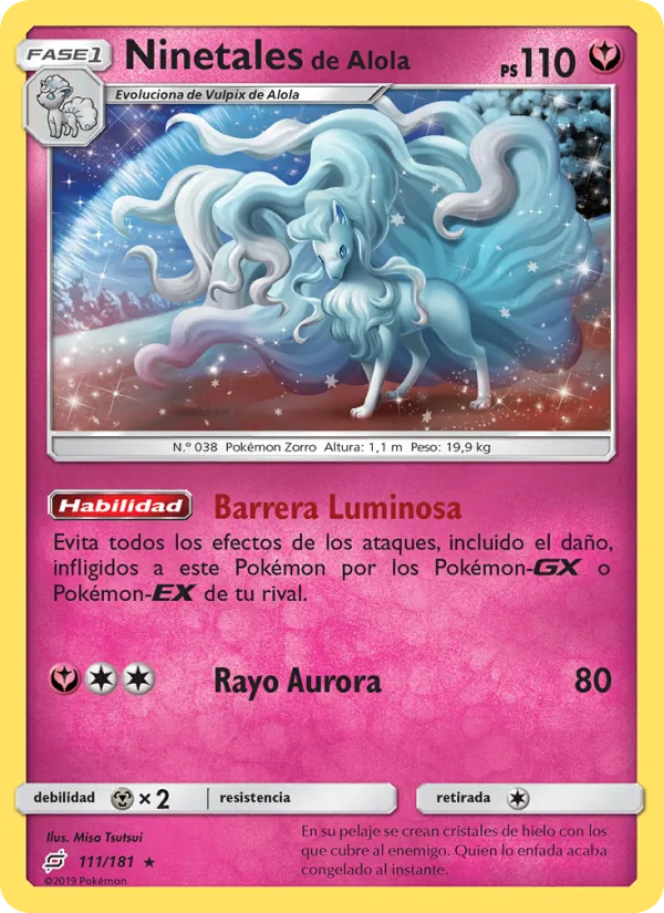 Carta Ninetales de Alola de la expansión Union de Aliados, número 111/181