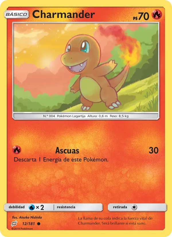 Carta Charmander de la expansión Union de Aliados, número 12/181