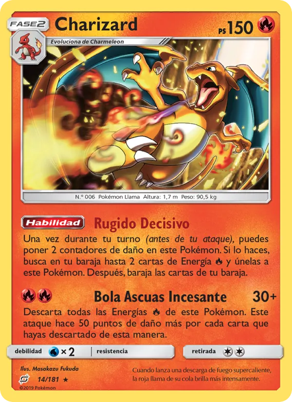 Carta Charizard de la expansión Union de Aliados, número 14/181