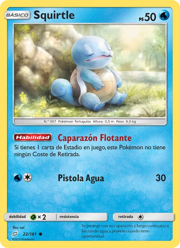 Carta Squirtle de la expansión Union de Aliados, número 22/181