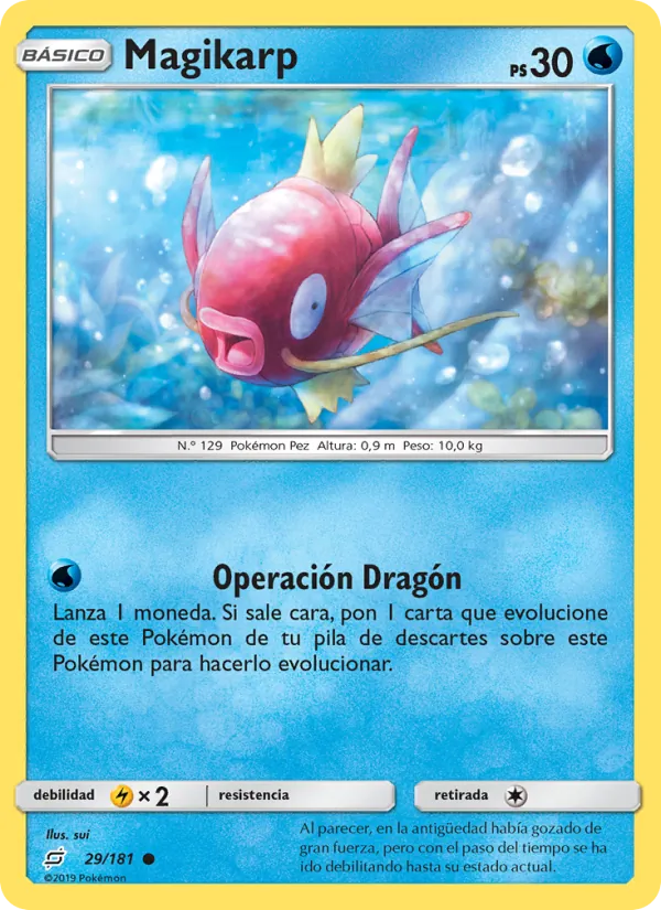 Carta Magikarp de la expansión Union de Aliados, número 29/181