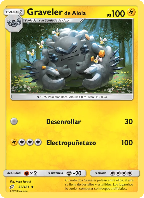 Carta Graveler de Alola de la expansión Union de Aliados, número 36/181