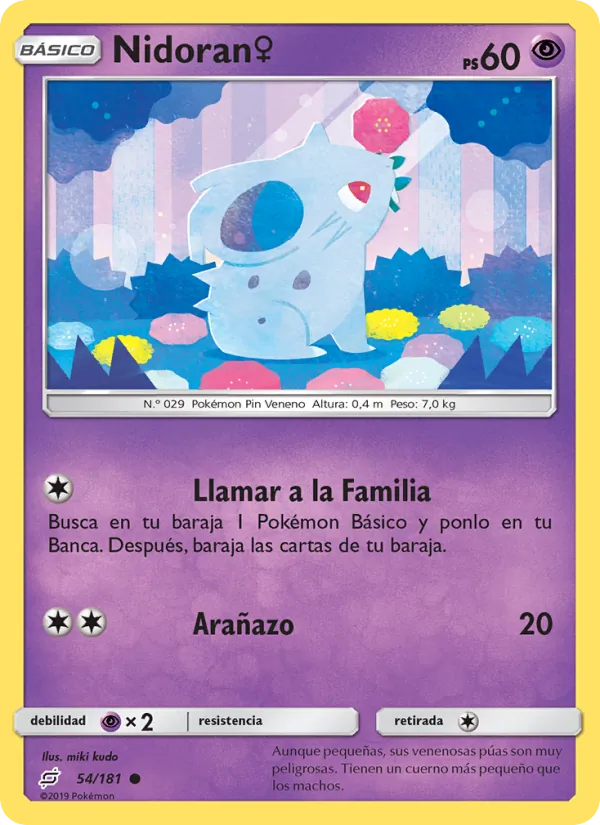 Carta Nidoran♀ de la expansión Union de Aliados, número 54/181