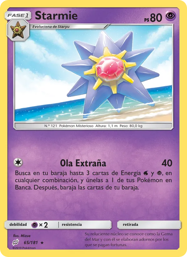 Carta Starmie de la expansión Union de Aliados, número 65/181