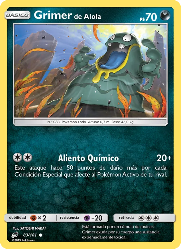 Carta Grimer de Alola de la expansión Union de Aliados, número 83/181
