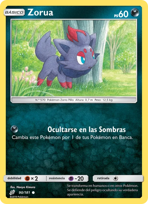 Carta Zorua de la expansión Union de Aliados, número 90/181