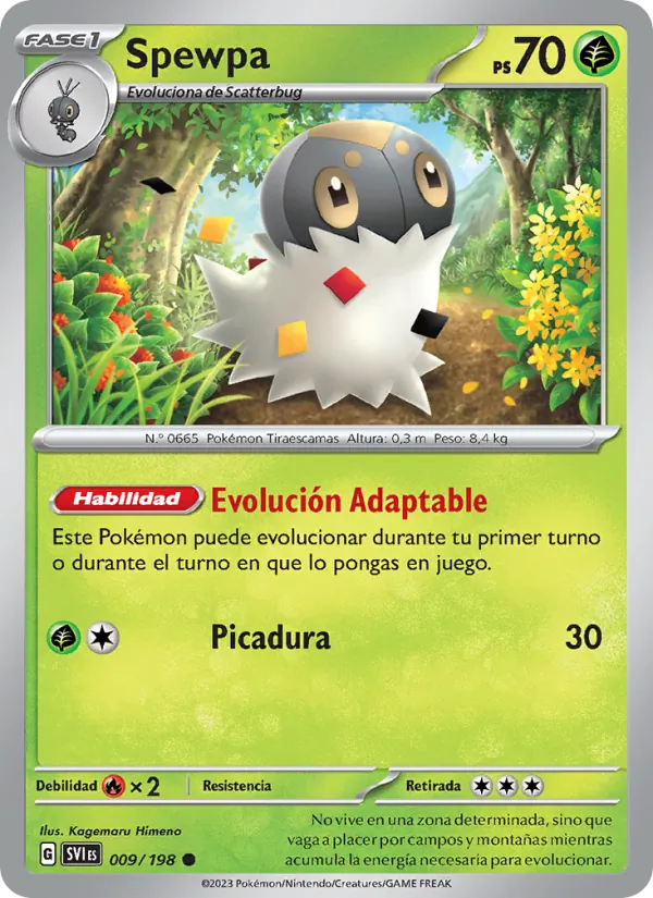 Carta Spewpa de la expansión Escarlata y Púrpura, número 009/198