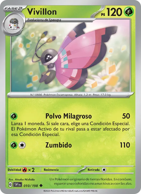 Carta Vivillon de la expansión Escarlata y Púrpura, número 010/198