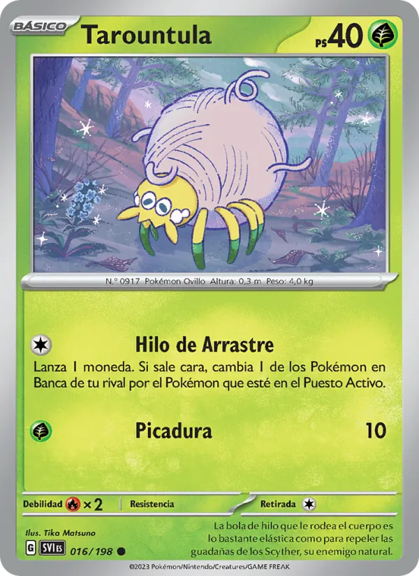 Carta Tarountula de la expansión Escarlata y Púrpura, número 016/198