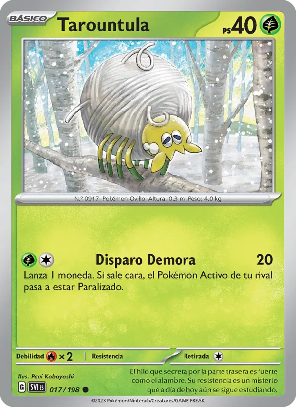 Carta Tarountula de la expansión Escarlata y Púrpura, número 017/198