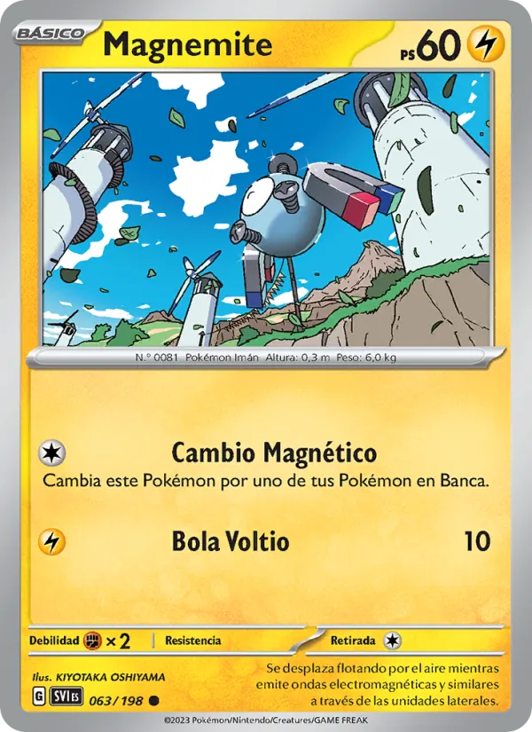 Carta Magnemite de la expansión Escarlata y Púrpura, número 063/198