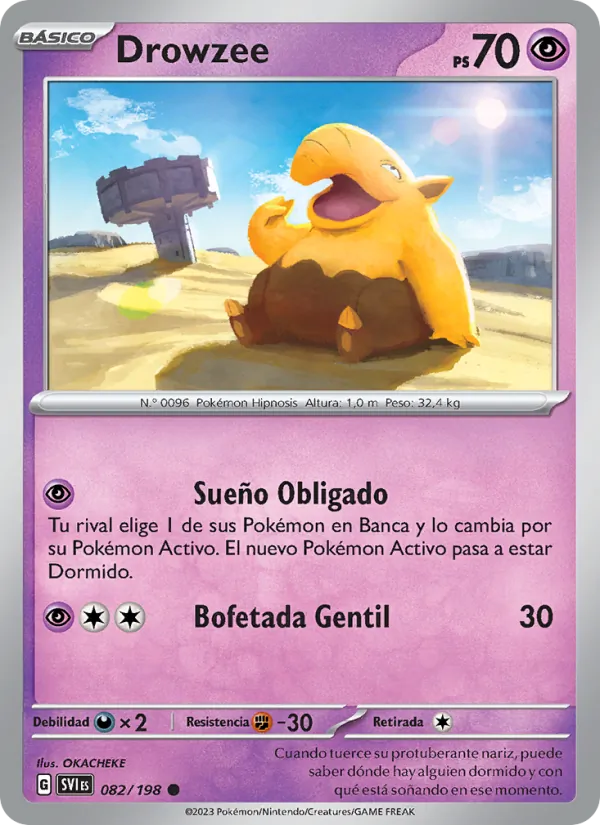 Carta Drowzee de la expansión Escarlata y Púrpura, número 082/198