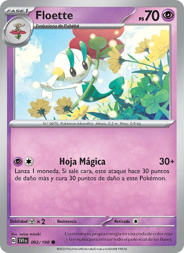 Carta Floette de la expansión Escarlata y Púrpura, número 092/198