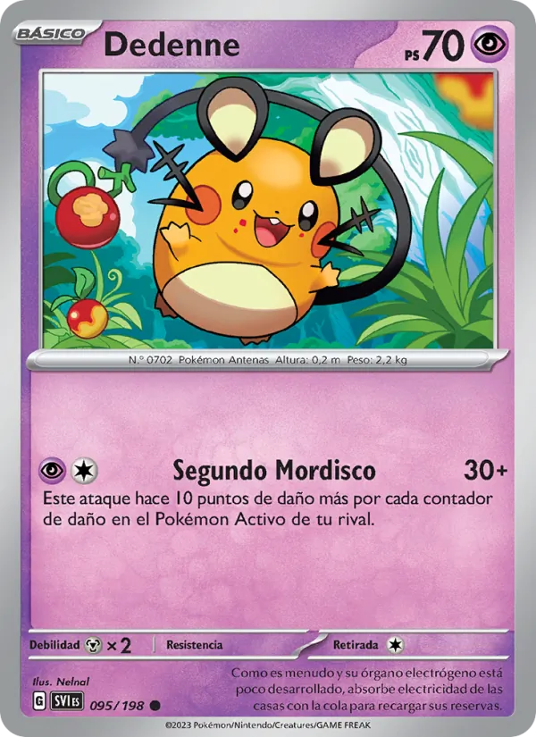 Carta Dedenne de la expansión Escarlata y Púrpura, número 095/198