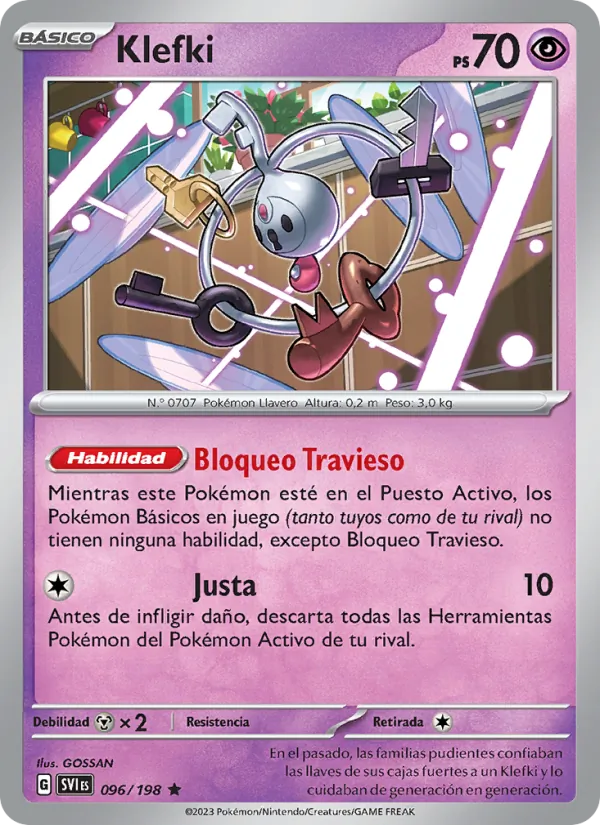 Carta Klefki de la expansión Escarlata y Púrpura, número 096/198
