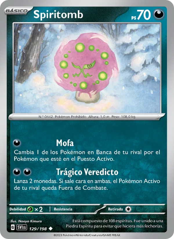 Carta Spiritomb de la expansión Escarlata y Púrpura, número 129/198