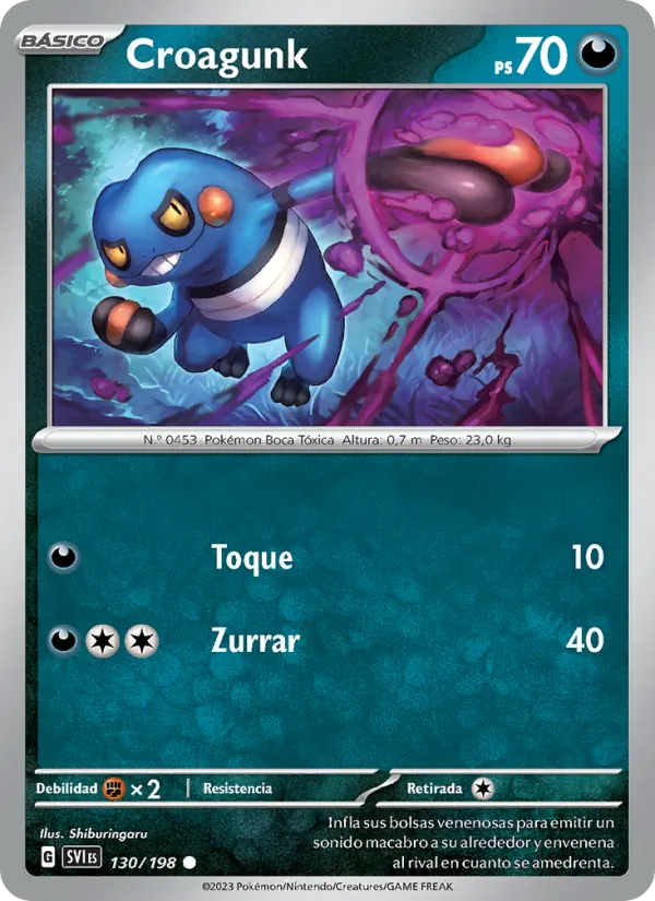 Carta Croagunk de la expansión Escarlata y Púrpura, número 130/198
