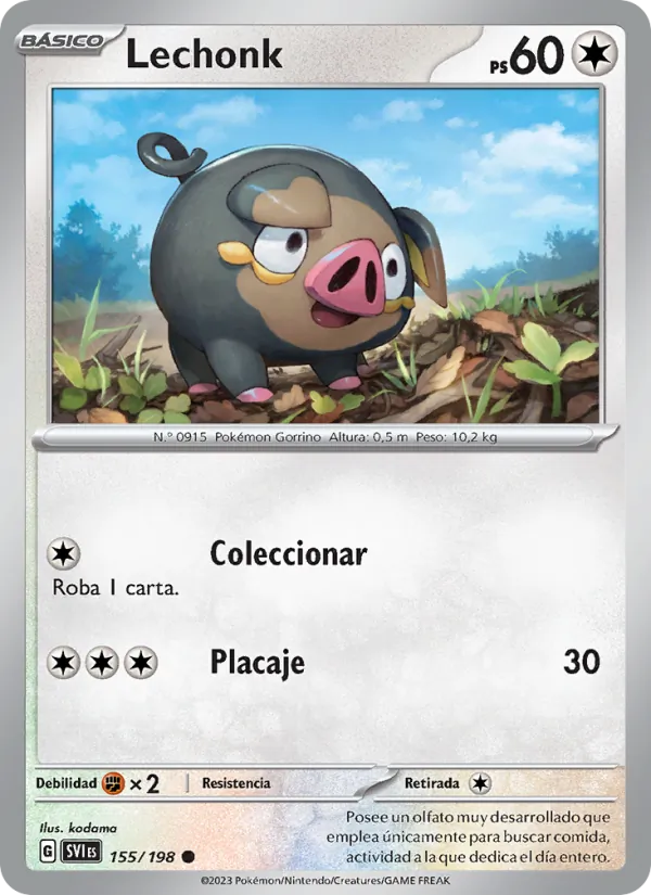 Carta Lechonk de la expansión Escarlata y Púrpura, número 155/198