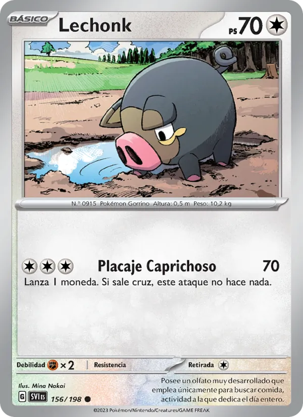 Carta Lechonk de la expansión Escarlata y Púrpura, número 156/198