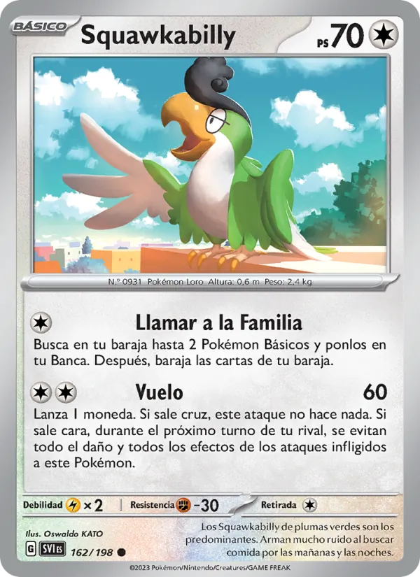 Carta Squawkabilly de la expansión Escarlata y Púrpura, número 162/198