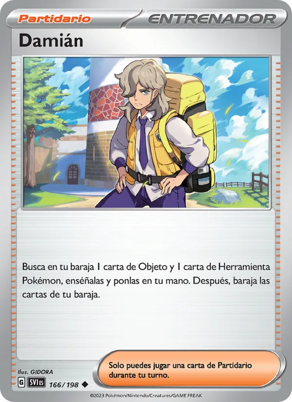 Carta Damián de la expansión Escarlata y Púrpura, número 166/198