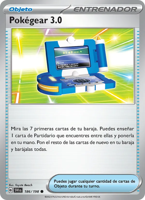 Carta Pokégear 3.0 de la expansión Escarlata y Púrpura, número 186/198