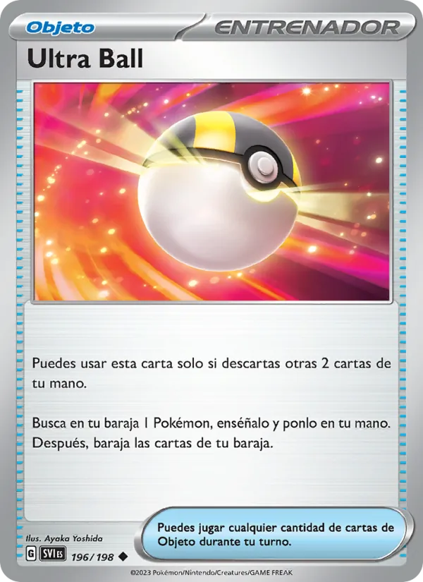 Carta Ultra Ball de la expansión Escarlata y Púrpura, número 196/198