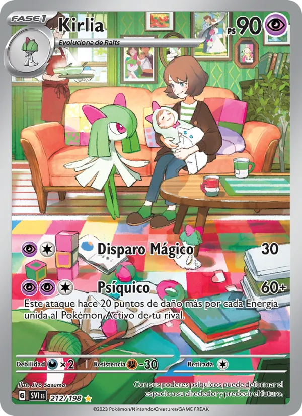 Carta Kirlia de la expansión Escarlata y Púrpura, número 212/198