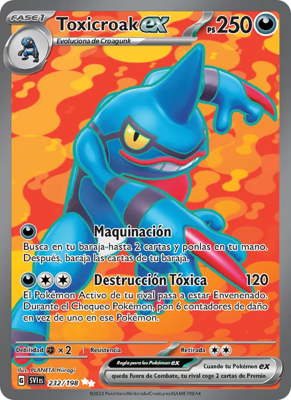 Carta Toxicroak ex de la expansión Escarlata y Púrpura, número 232/198