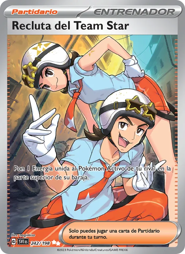 Carta Recluta del Team Star de la expansión Escarlata y Púrpura, número 242/198