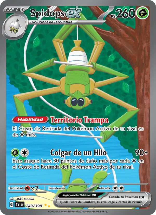 Carta Spidops ex de la expansión Escarlata y Púrpura, número 243/198