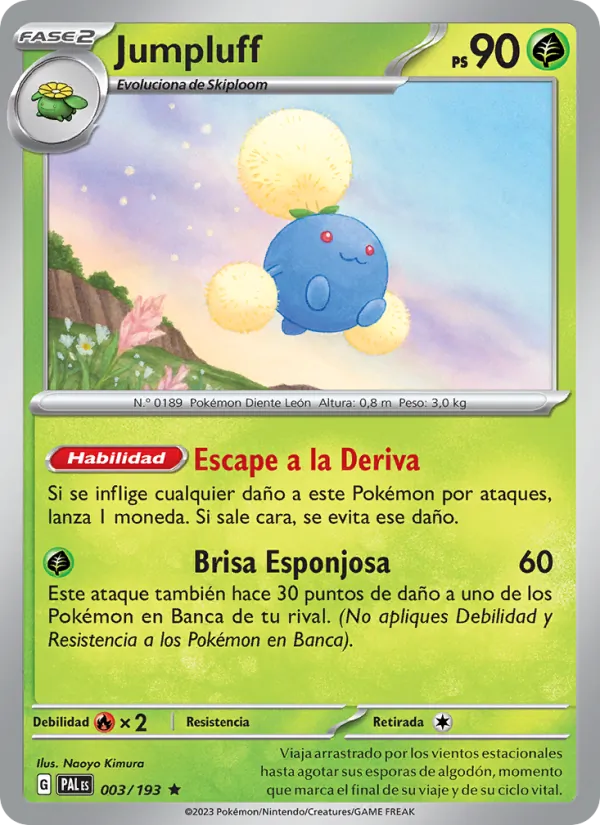 Carta Jumpluff de la expansión Evoluciones en Paldea, número 003/193
