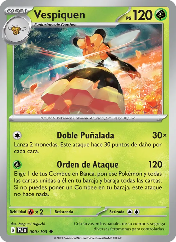 Carta Vespiquen de la expansión Evoluciones en Paldea, número 009/193