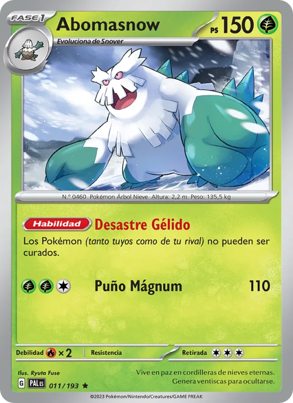 Carta Abomasnow de la expansión Evoluciones en Paldea, número 011/193