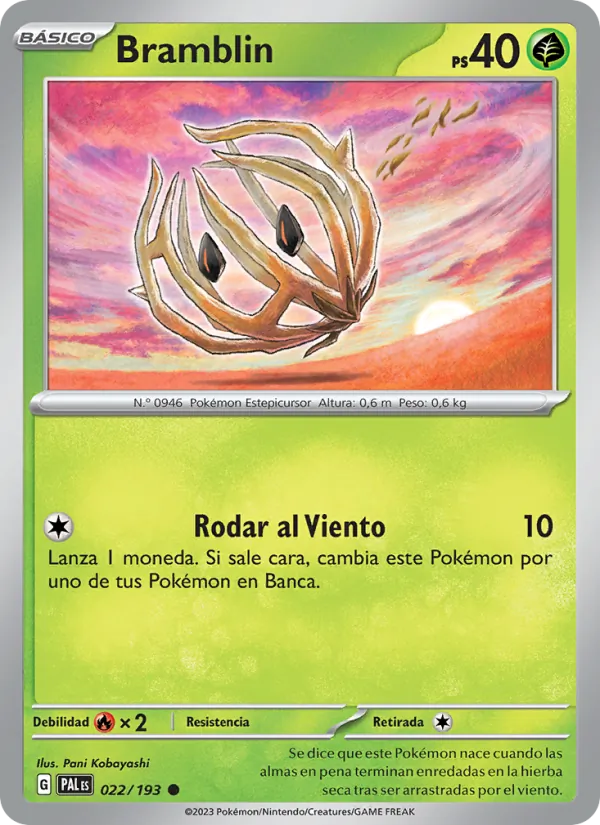 Carta Bramblin de la expansión Evoluciones en Paldea, número 022/193
