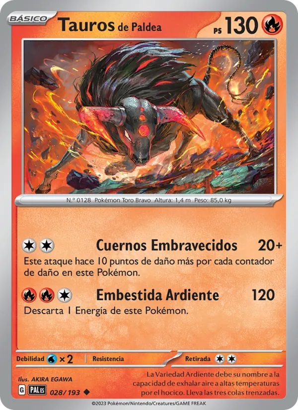 Carta Tauros de Paldea de la expansión Evoluciones en Paldea, número 028/193