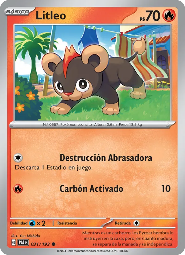 Carta Litleo de la expansión Evoluciones en Paldea, número 031/193