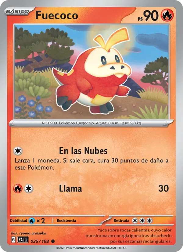 Carta Fuecoco de la expansión Evoluciones en Paldea, número 035/193