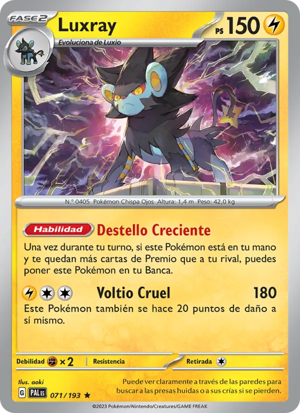 Carta Luxray de la expansión Evoluciones en Paldea, número 071/193