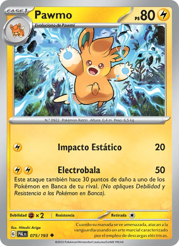 Carta Pawmo de la expansión Evoluciones en Paldea, número 075/193