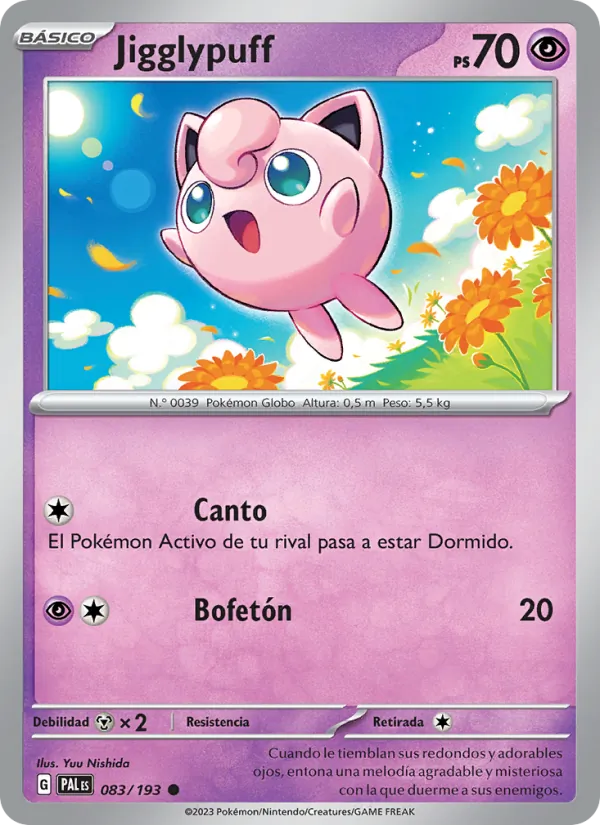 Carta Jigglypuff de la expansión Evoluciones en Paldea, número 083/193