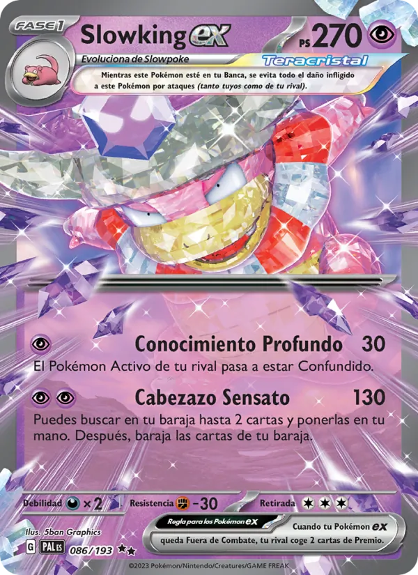 Carta Slowking ex de la expansión Evoluciones en Paldea, número 086/193