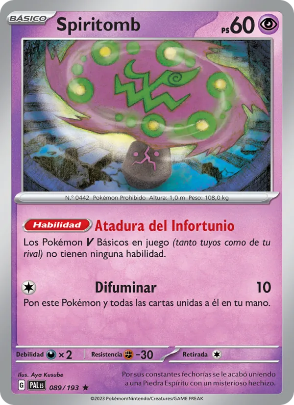 Carta Spiritomb de la expansión Evoluciones en Paldea, número 089/193