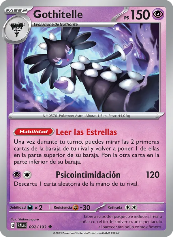 Carta Gothitelle de la expansión Evoluciones en Paldea, número 092/193