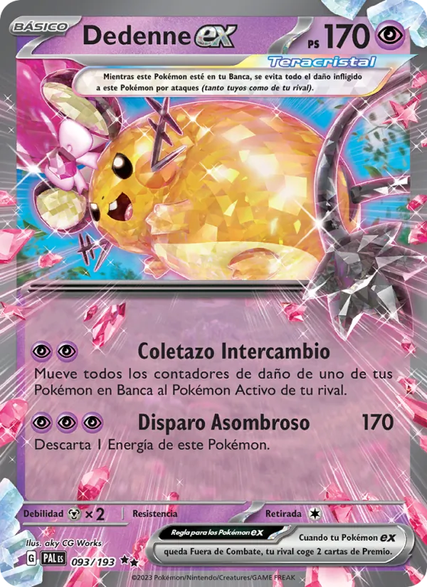 Carta Dedenne ex de la expansión Evoluciones en Paldea, número 093/193
