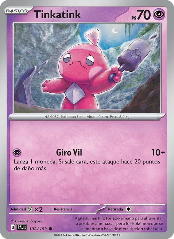 Carta Tinkatink de la expansión Evoluciones en Paldea, número 102/193