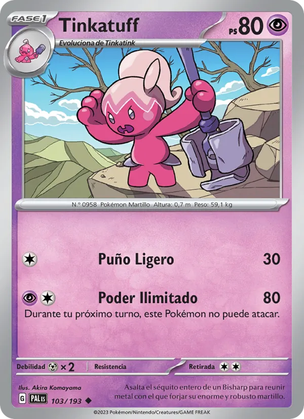 Carta Tinkatuff de la expansión Evoluciones en Paldea, número 103/193