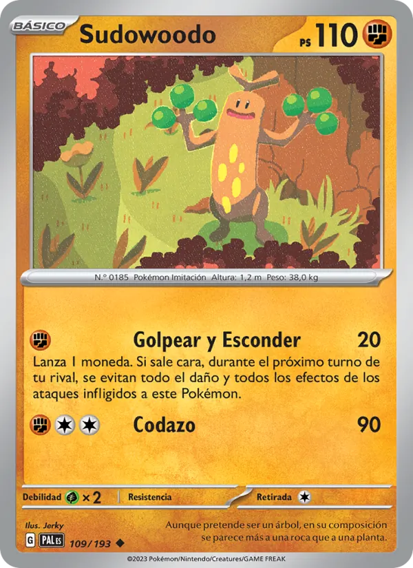 Carta Sudowoodo de la expansión Evoluciones en Paldea, número 109/193