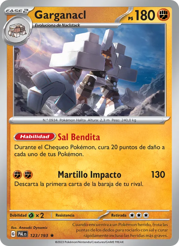 Carta Garganacl de la expansión Evoluciones en Paldea, número 123/193