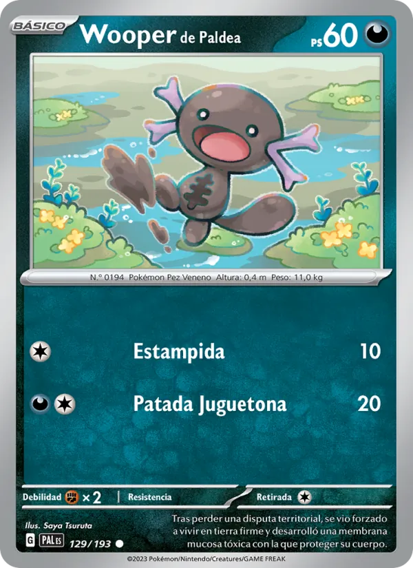 Carta Wooper de Paldea de la expansión Evoluciones en Paldea, número 129/193